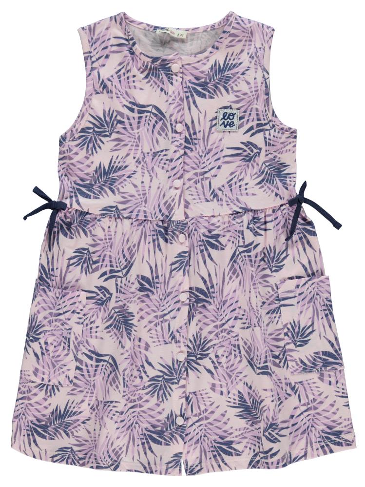 Civil Girls Yaprak Desenli 6-9 Yaş Elbise - Lila