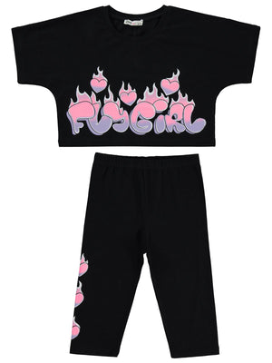 Civil Girls Fly Girl Baskılı 6-9 Yaş Takım - Siyah