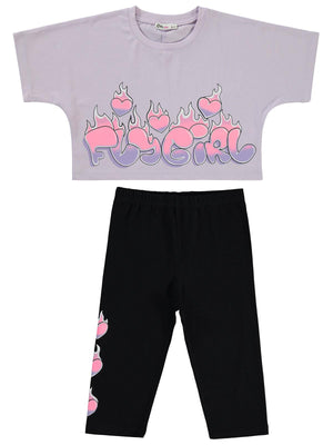 Civil Girls Fly Girl Baskılı 6-9 Yaş Takım - Lila