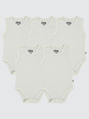 Civil Baby 5 li Düz Basic Sıfır Kol 3-9 Ay Çıtçıtlı Badi - Beyaz