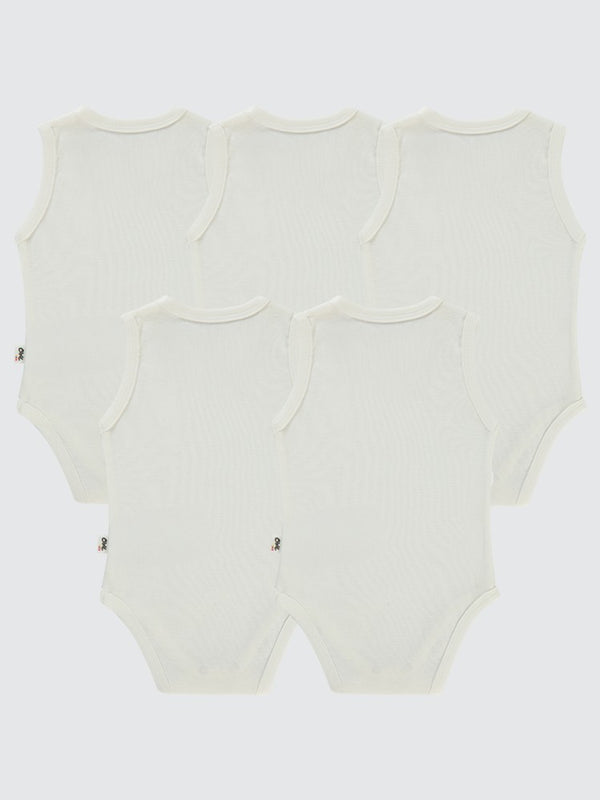 Civil Baby 5 li Düz Basic Sıfır Kol 3-9 Ay Çıtçıtlı Badi - Beyaz