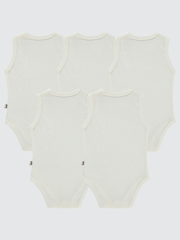 Civil Baby 5 li Düz Basic Sıfır Kol 3-9 Ay Çıtçıtlı Badi - Beyaz