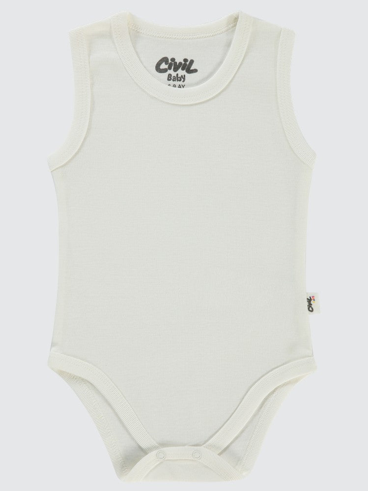 Civil Baby 5 li Düz Basic Sıfır Kol 3-9 Ay Çıtçıtlı Badi - Beyaz
