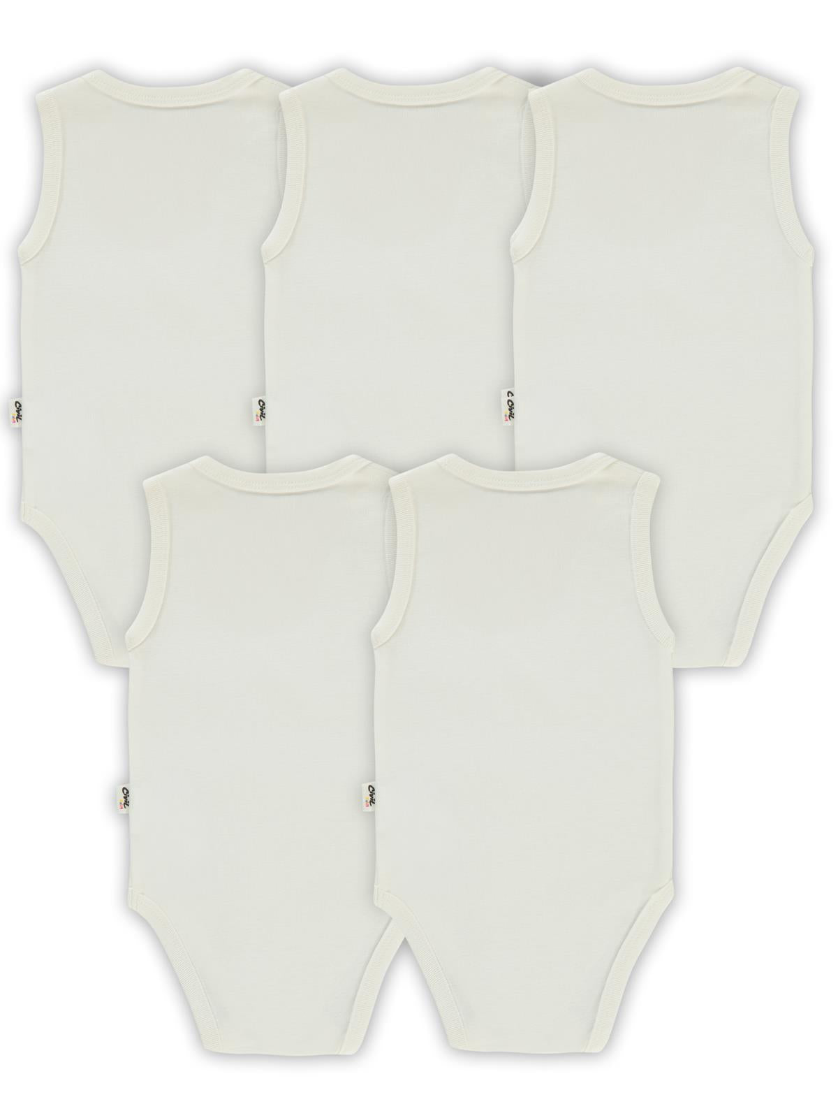 Civil Baby 5 li Düz Basic Sıfır Kol  Çıtçıtlı Badi - Beyaz