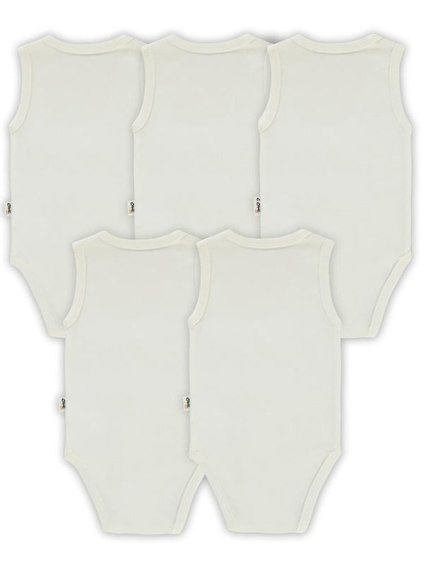Civil Baby 5 li Düz Basic Sıfır Kol 0-1 Ay Çıtçıtlı Badi - Beyaz