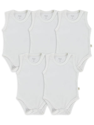 Civil Baby 5 li Düz Basic Sıfır Kol1-3 Yaş Çıtçıtlı Badi - Beyaz