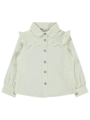 Civil Girls Brodeli  2-5 Yaş Gömlek - Ekru