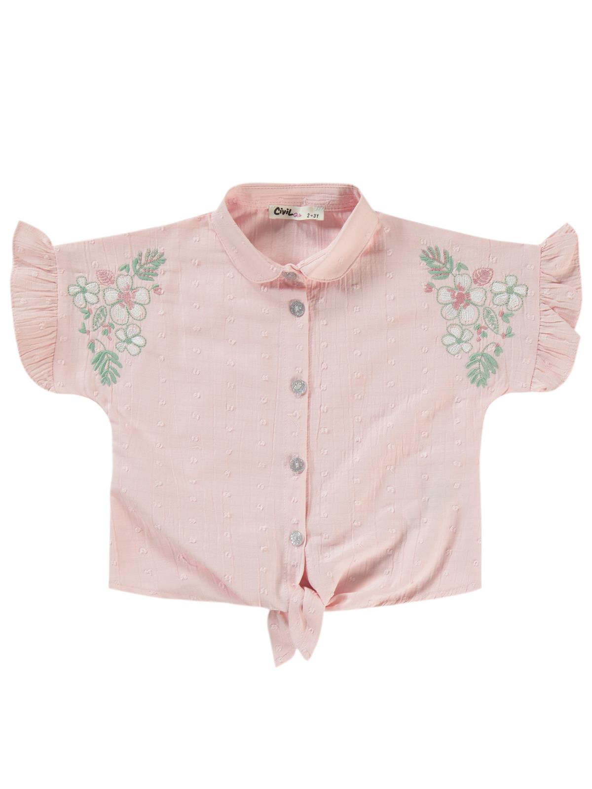 Civil Girls Çiçek Nakışlı 2-5 Yaş Takım - Pembe