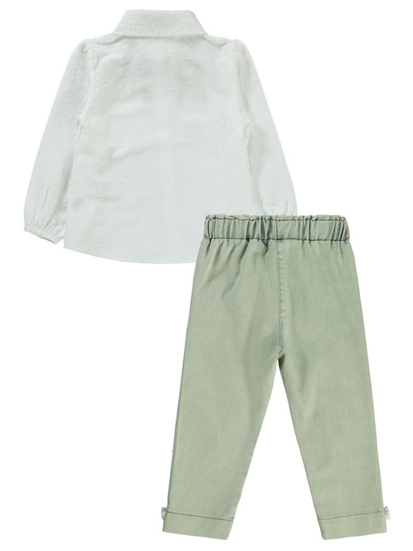 Civil Girls Çiçek Nakışlı 2-5 Yaş Takım - Ekru