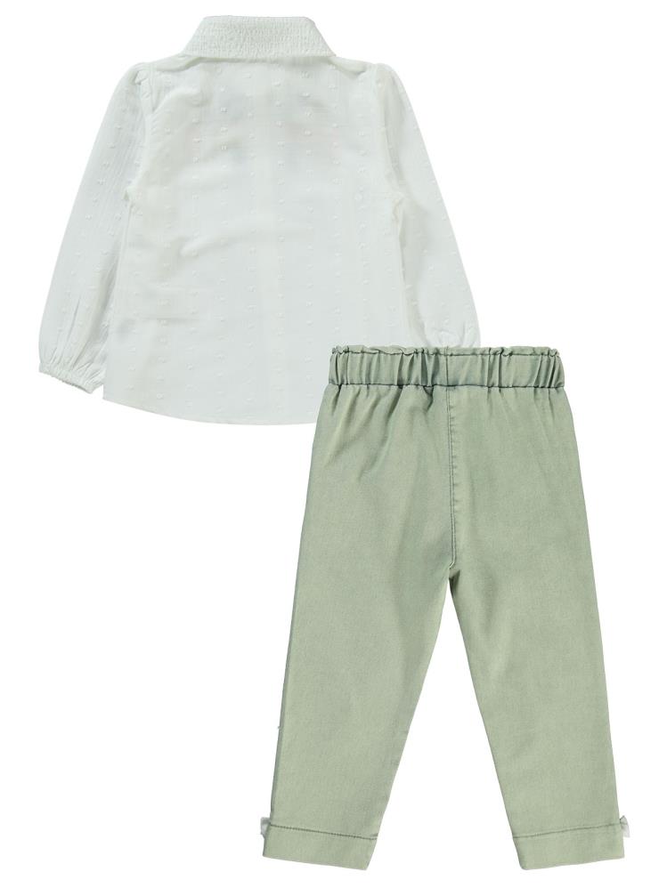 Civil Girls Çiçek Nakışlı 2-5 Yaş Takım - Ekru