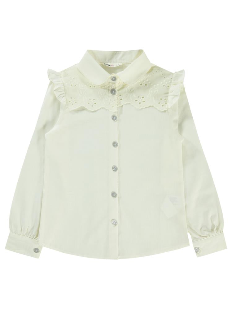 Civil Girls Brodeli 6-9 Yaş Gömlek - Ekru