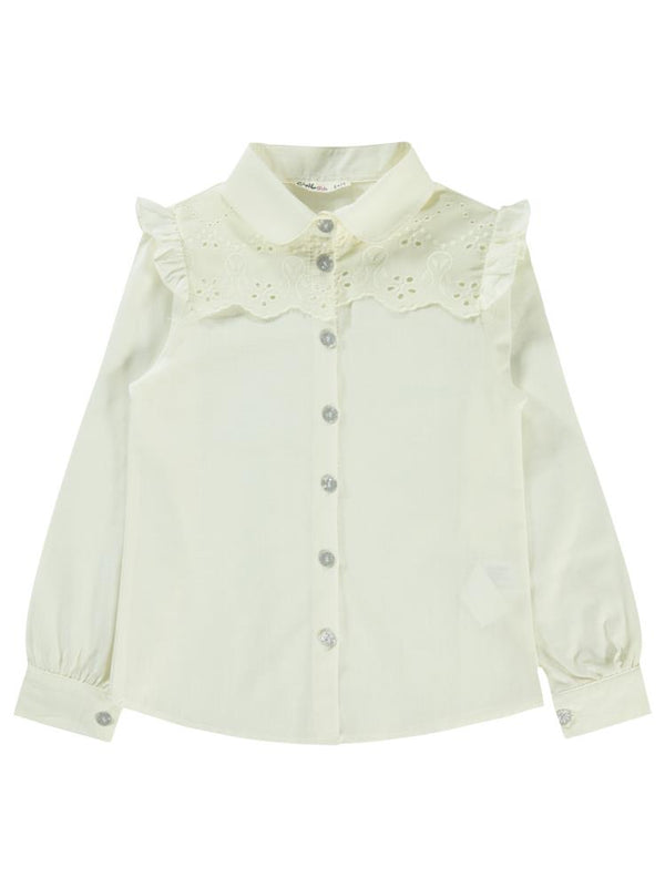Civil Girls Brodeli 6-9 Yaş Gömlek - Ekru