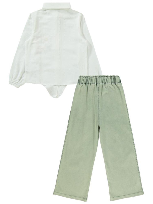 Civil Girls Robası Çiçek Baskılı 6-9 Yaş Takım - Ekru