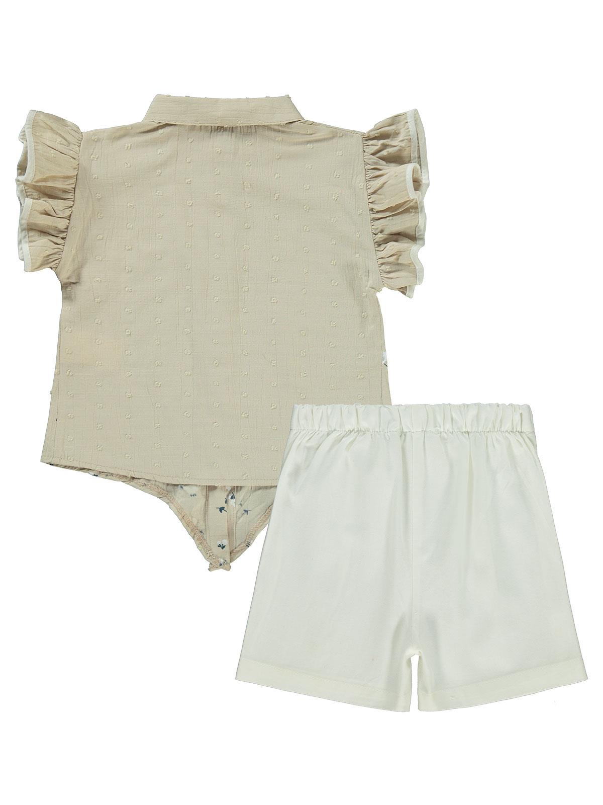 Civil Girls Çiçek Baskılı 2-5 Yaş Takım - Bej