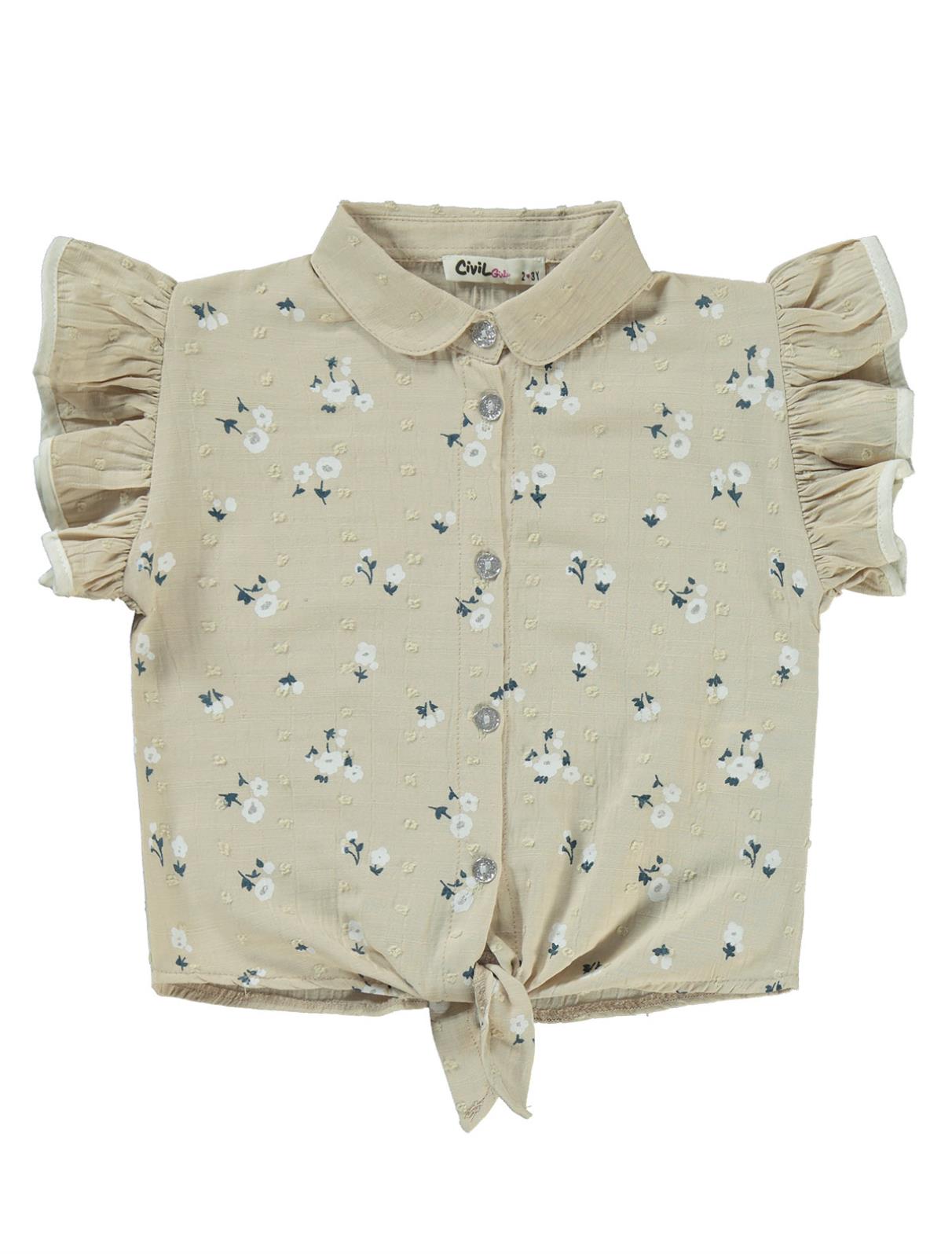Civil Girls Çiçek Baskılı 2-5 Yaş Takım - Bej