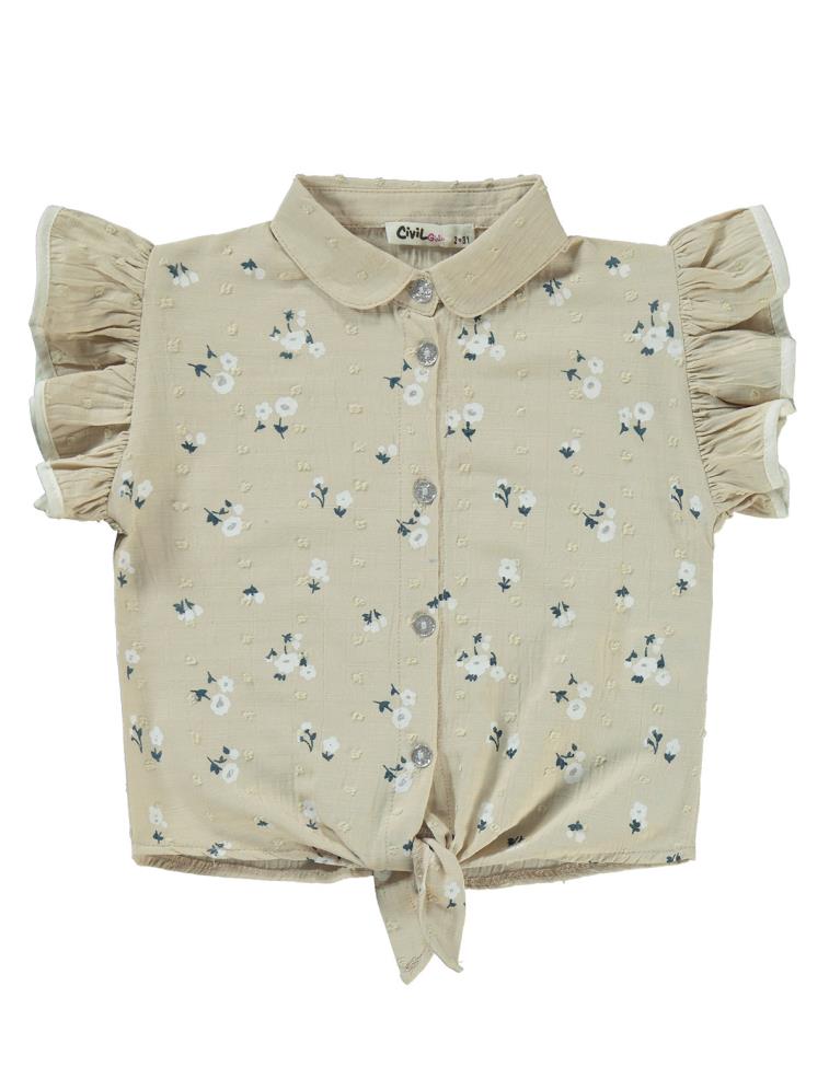 Civil Girls Çiçek Baskılı 2-5 Yaş Takım - Bej