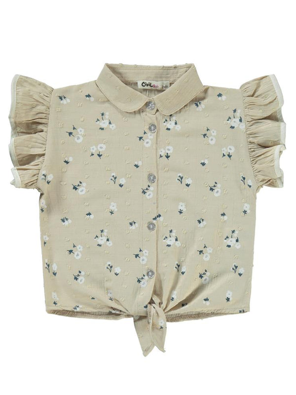 Civil Girls Çiçek Baskılı 2-5 Yaş Takım - Bej