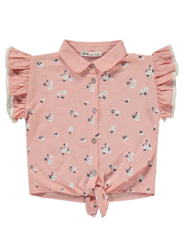 Civil Girls Çiçek Baskılı 2-5 Yaş Takım - Pudra
