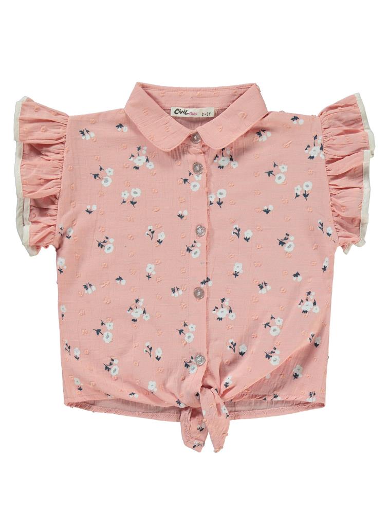 Civil Girls Çiçek Baskılı 2-5 Yaş Takım - Pudra