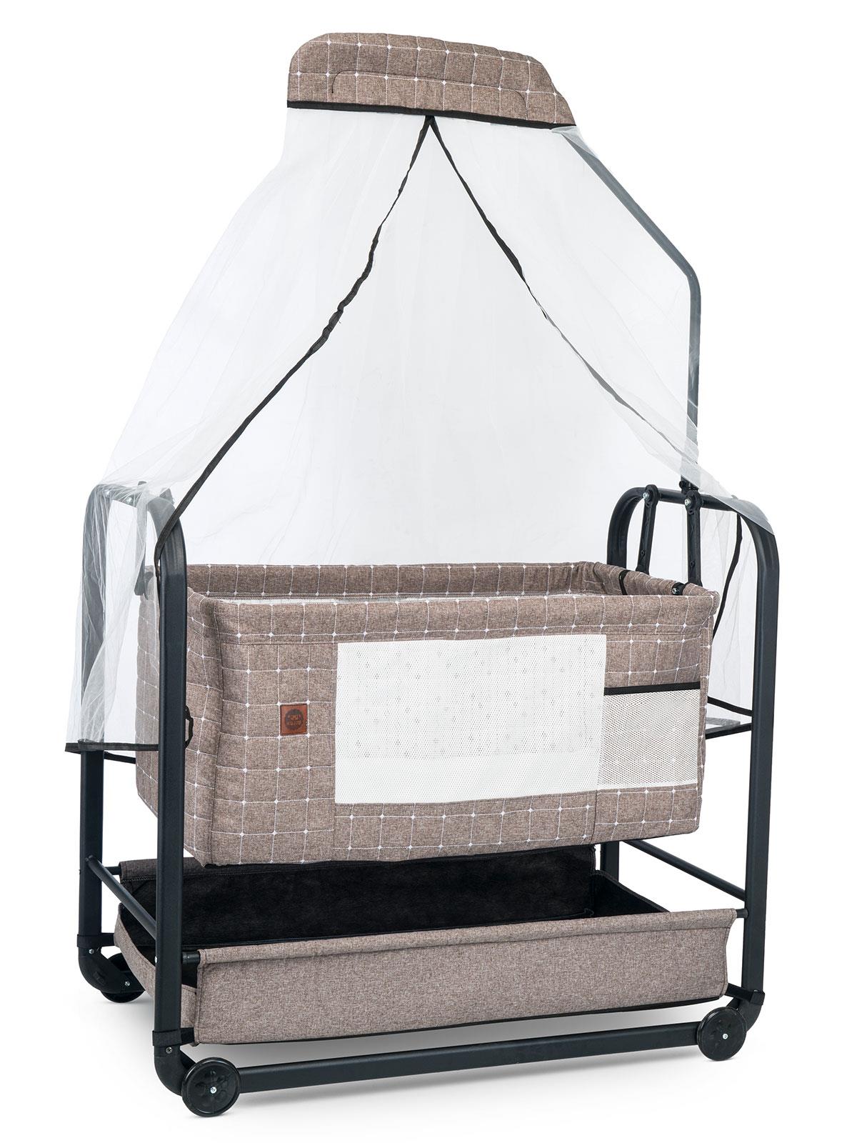 Kujju Elegance Cibinlikli Anne Yanı Sallanır Beşik - Kahverengi