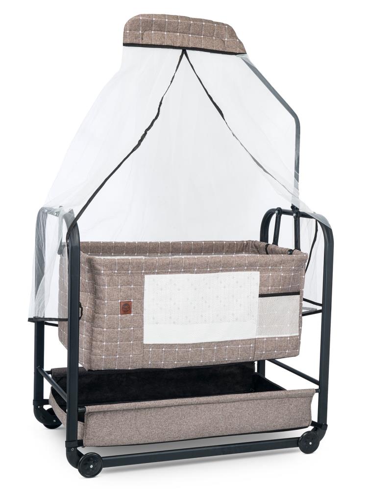 Kujju Elegance Cibinlikli Anne Yanı Sallanır Beşik - Kahverengi