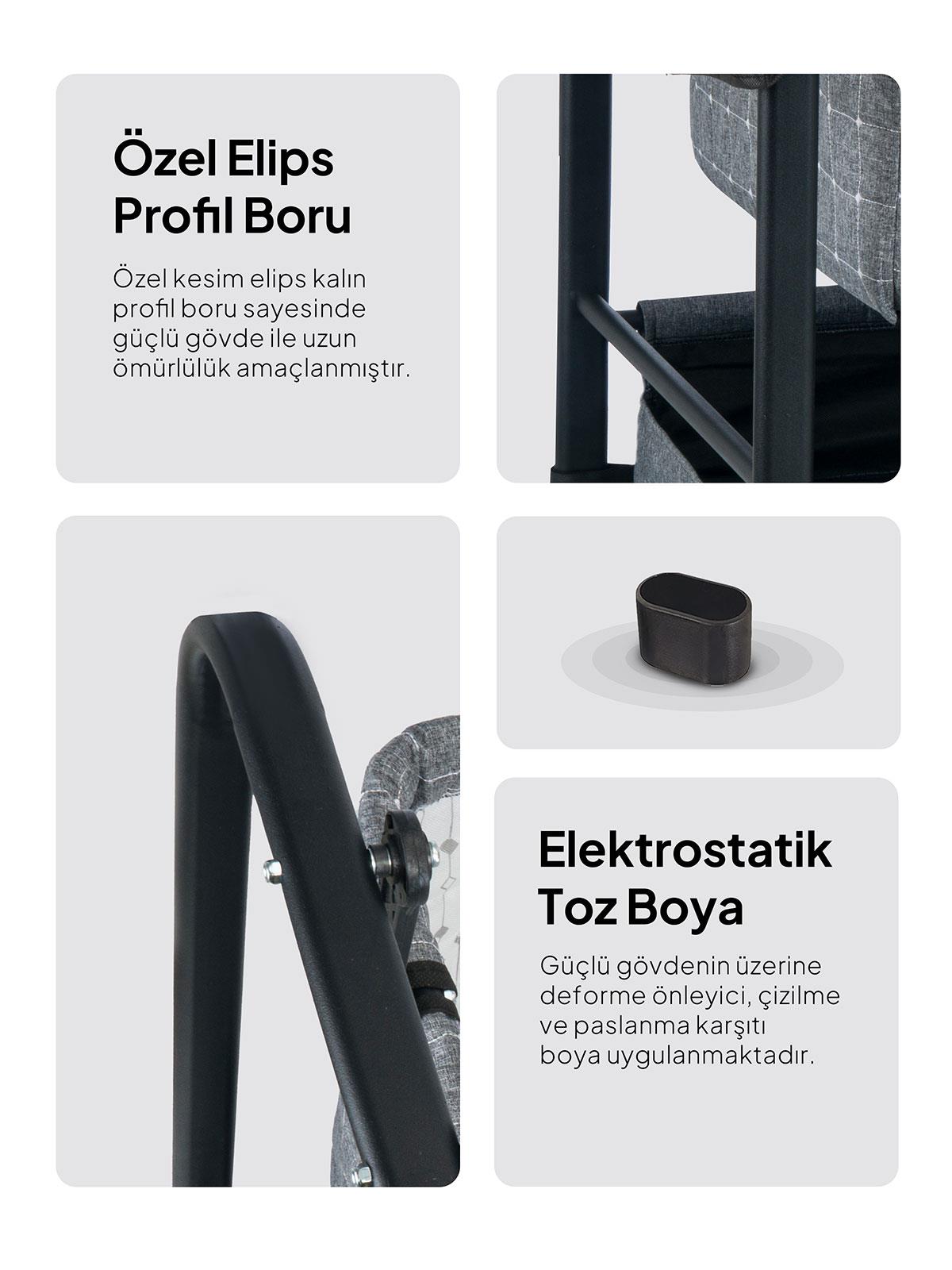 Kujju Elegance Cibinlikli Anne Yanı Sallanır Beşik - Kahverengi