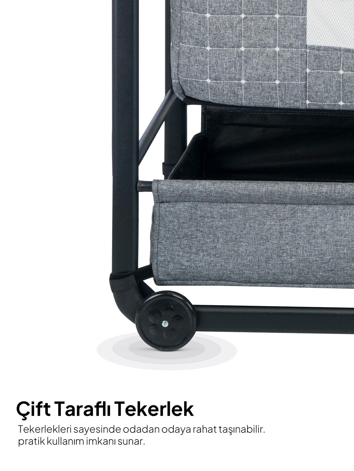 Kujju Elegance Cibinlikli Anne Yanı Sallanır Beşik - Kahverengi