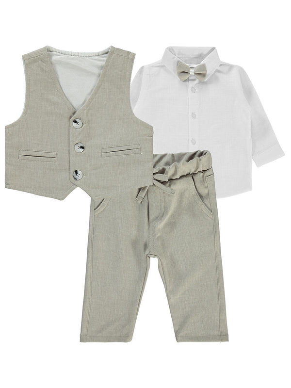 Concept Papyonlu Yelekli 4'lü 6-18 Ay Takım - Bej