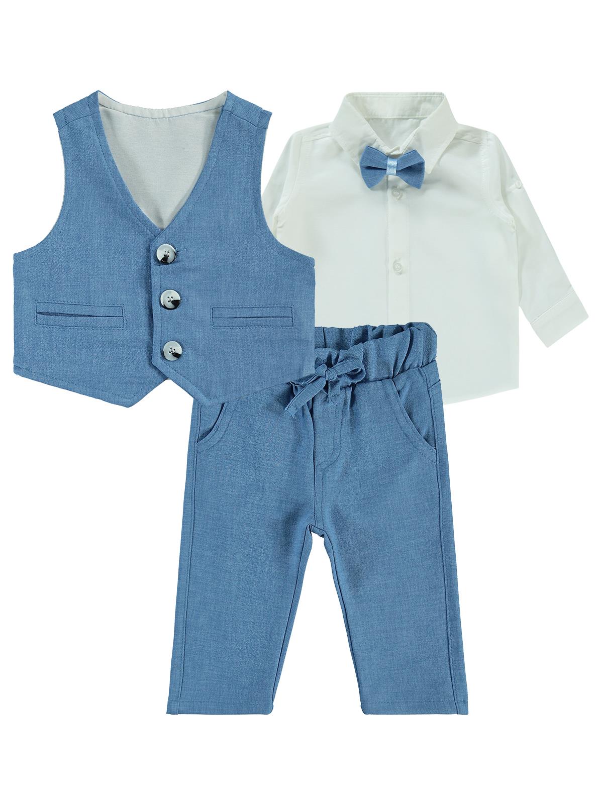 Concept Papyonlu Yelekli 4'lü 6-18 Ay Takım - Mavi