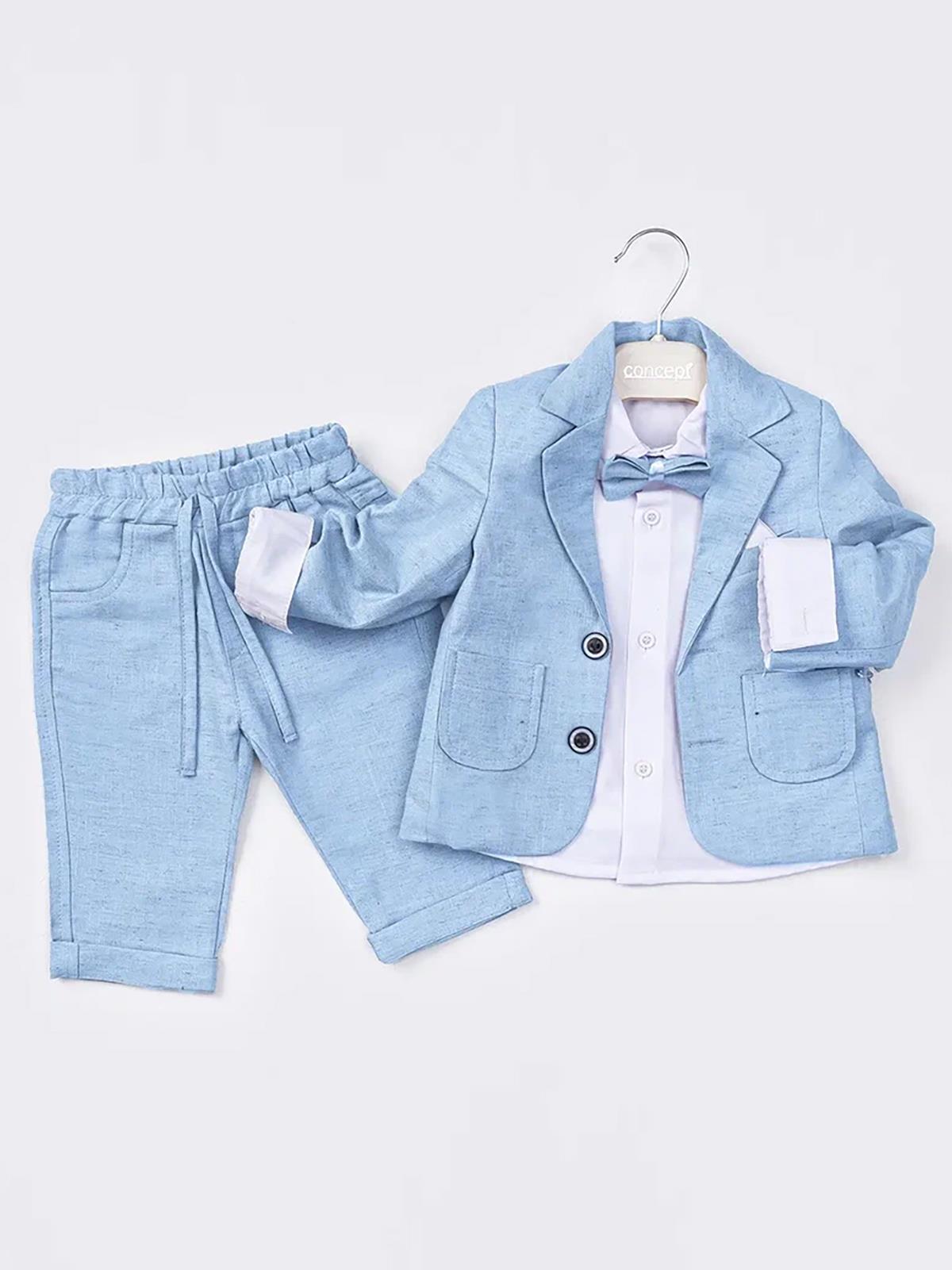 Concept Papyonlu Ceketli 4'lü 6-18 Ay Takım - Mavi