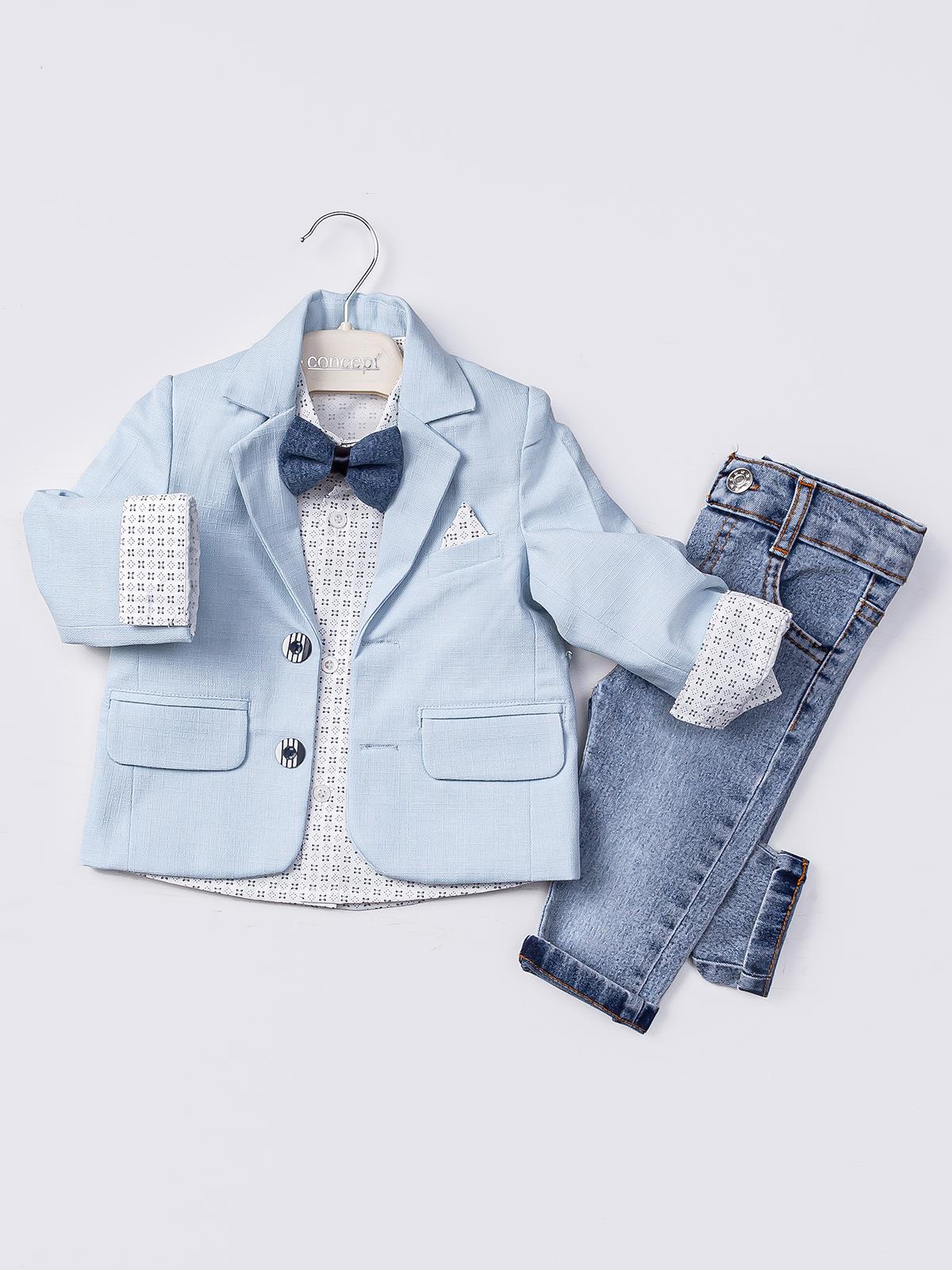 Concept Papyonlu Ceketli 4'lü 6-18 Ay Takım - Mavi