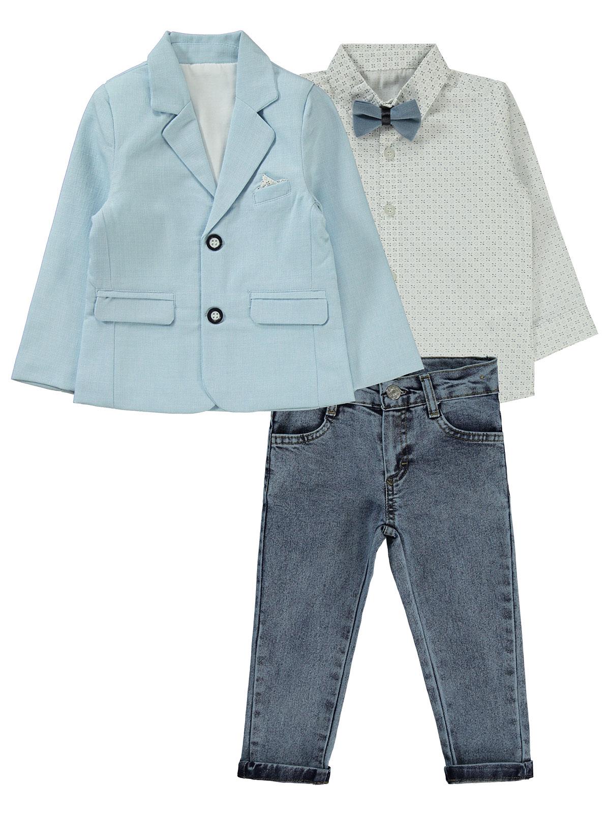 Concept Papyonlu Ceketli 4'lü 2-5 Yaş Takım - Mavi