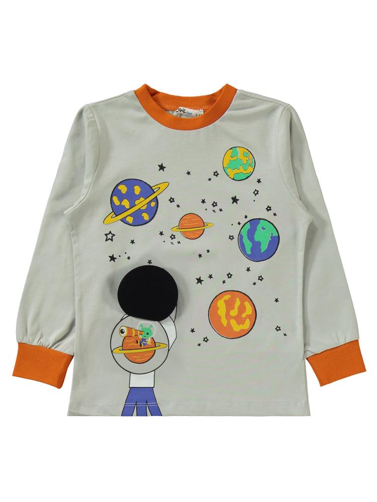 Civil Boys Space Teleskop Baskılı 2-5 Yaş Pijama Takımı - Turuncu