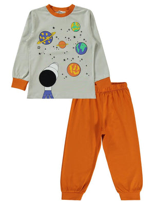Civil Boys Space Teleskop Baskılı 2-5 Yaş Pijama Takımı - Turuncu