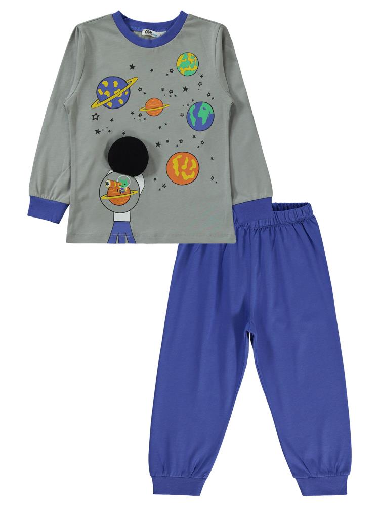 Civil Boys Space Teleskop Baskılı 2-5 Yaş Pijama Takımı - Mavi