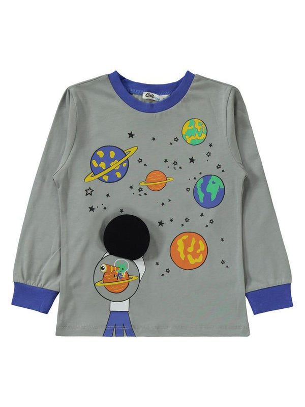 Civil Boys Space Teleskop Baskılı 2-5 Yaş Pijama Takımı - Mavi