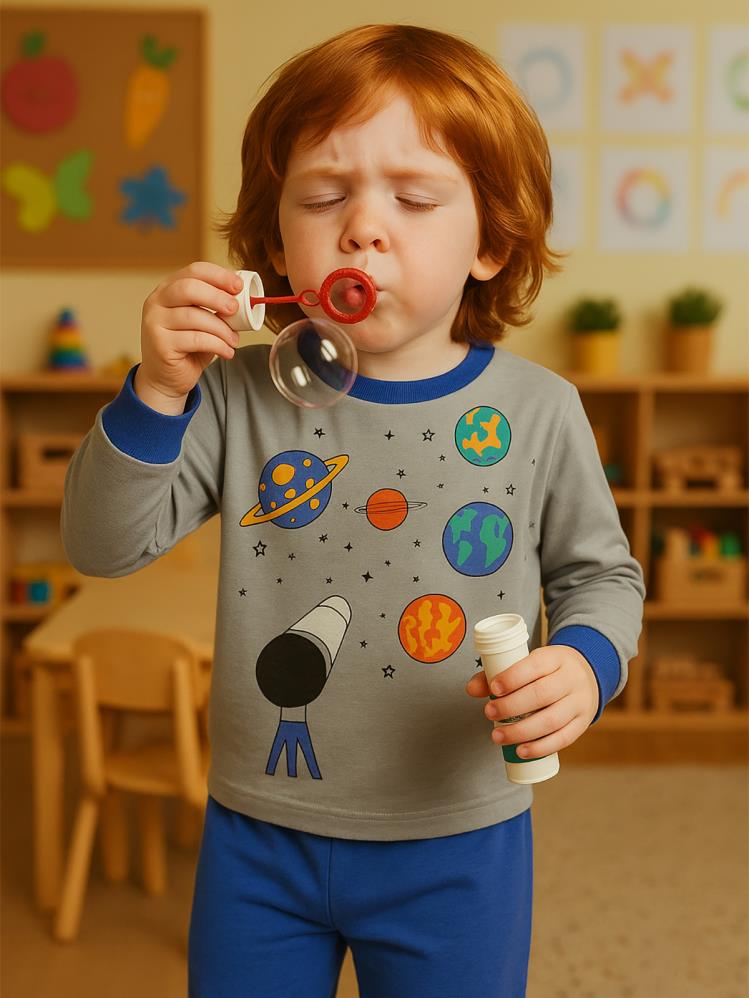 Civil Boys Space Teleskop Baskılı 2-5 Yaş Pijama Takımı - Mavi