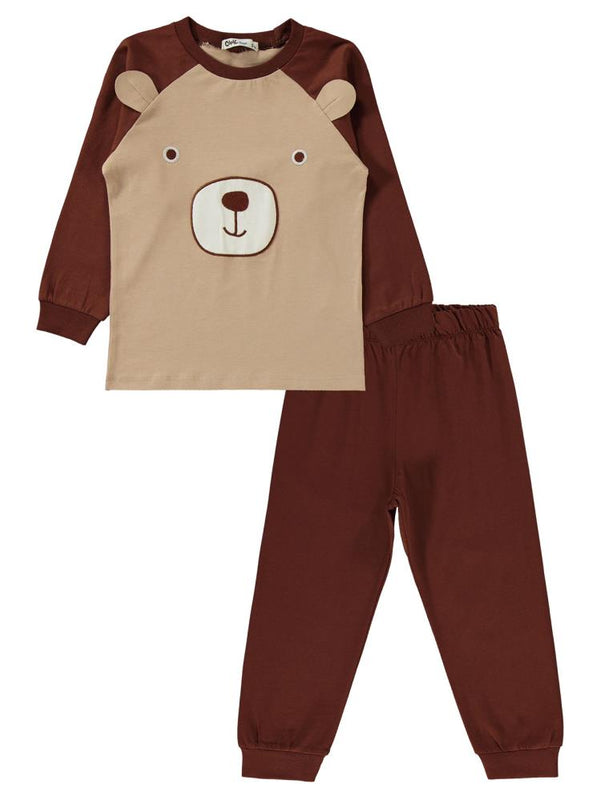 Civil Boys Ayıcık Baskılı 2-5 Yaş Pijama Takımı - Kahverengi