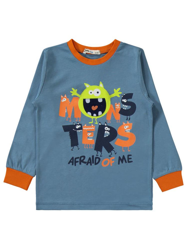 Civil Boys Monster Baskılı 2-5 Yaş Pijama Takımı - Turuncu