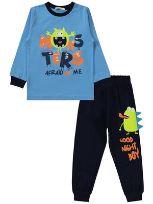 Civil Boys Monster Baskılı 2-5 Yaş Pijama Takımı - Lacivert