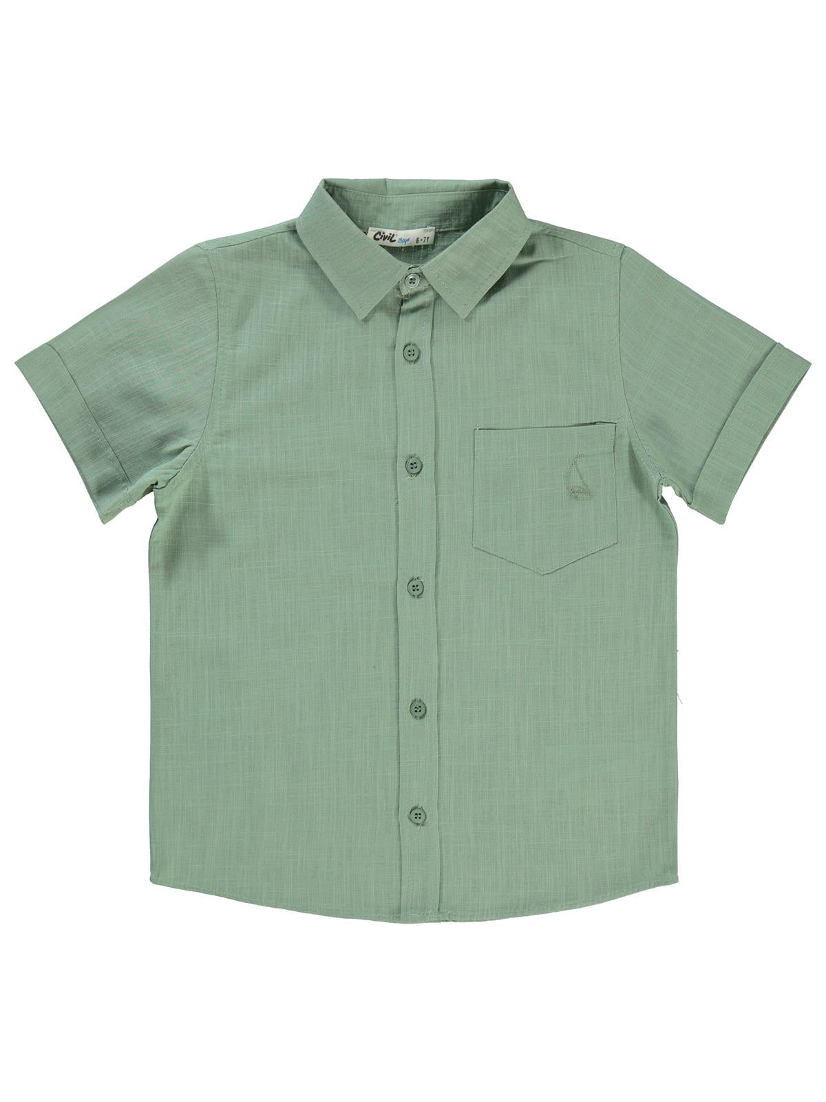 Civil Boys Yelken Nakışlı 6-9 Yaş Gömlek - Haki