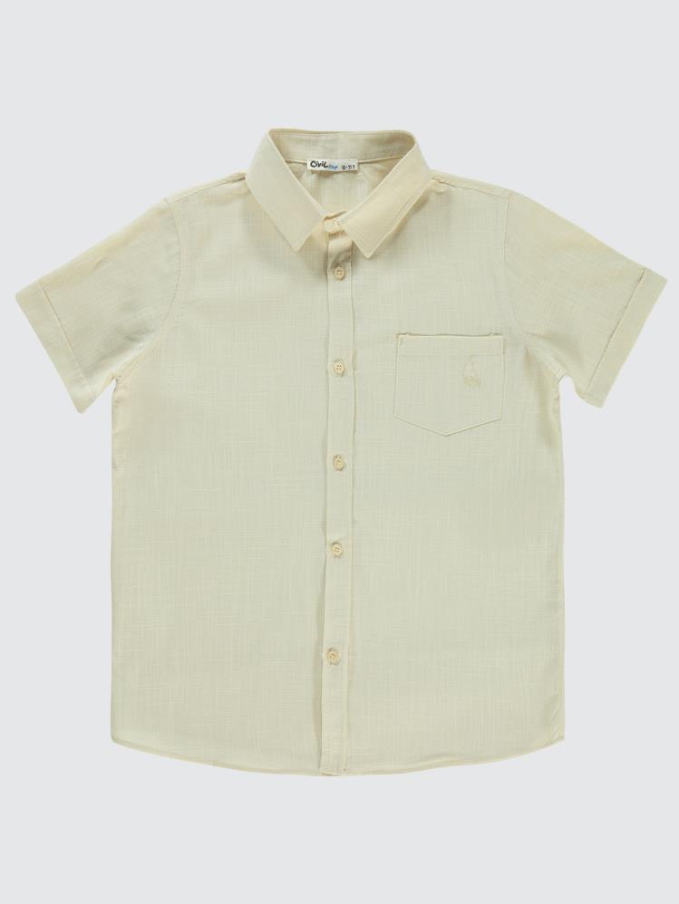 Civil Boys Yelken Nakışlı 10-13 Yaş Gömlek - Fil Dişi