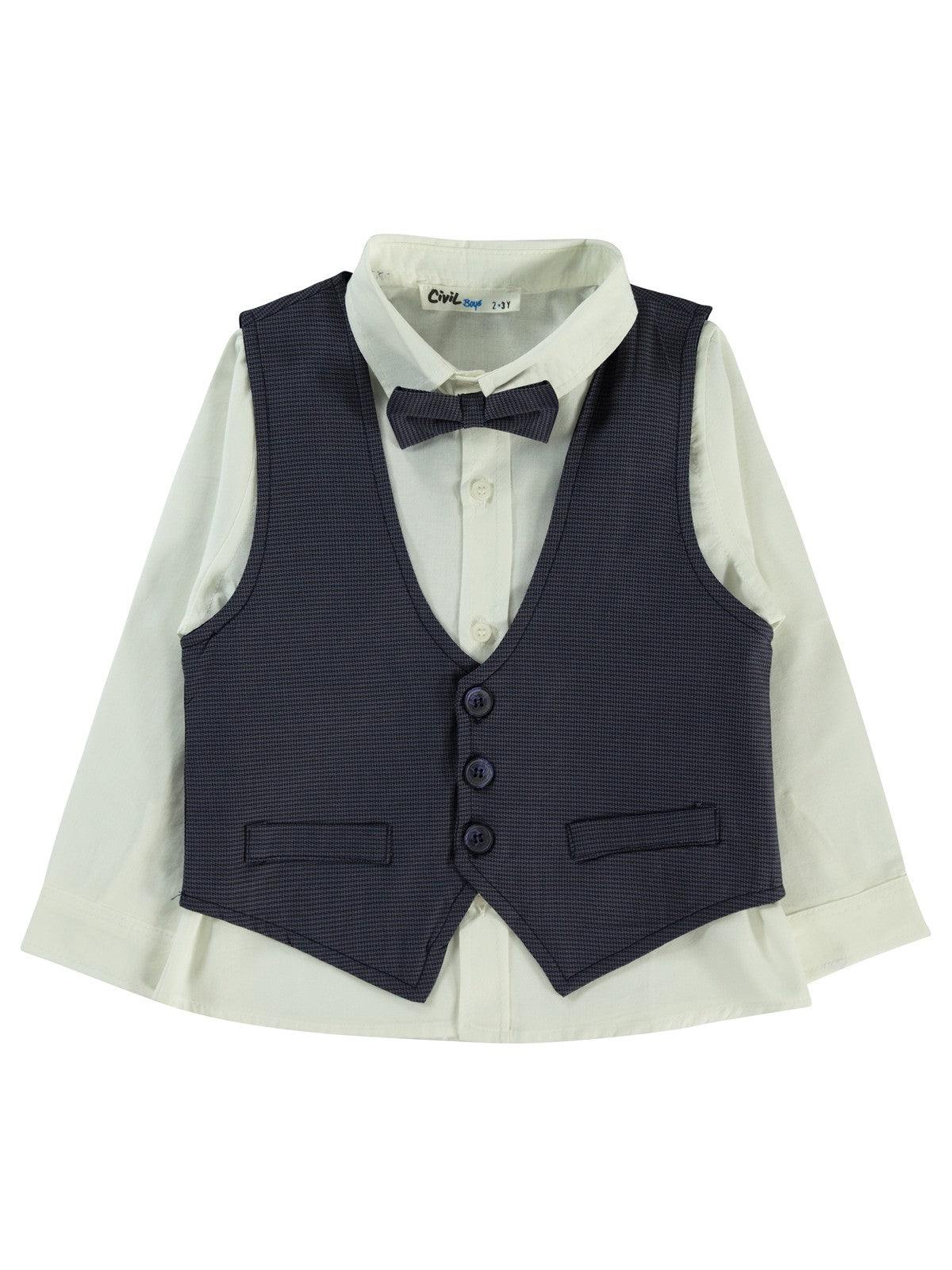 Civil Boys Papyonlu Yelekli 2-5 Yaş Gömlek - Lacivert