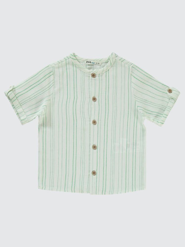 Civil Boys Çizgili Gömlek Şortlu 2-5 Yaş Takım - Yeşil