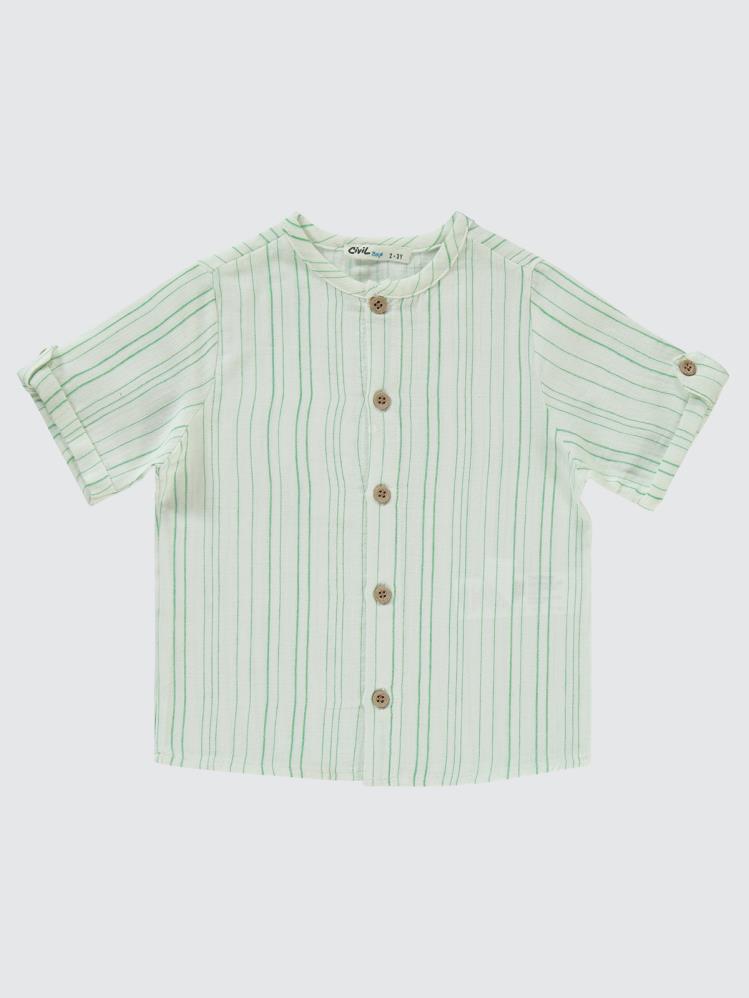 Civil Boys Çizgili Gömlek Şortlu 2-5 Yaş Takım - Yeşil