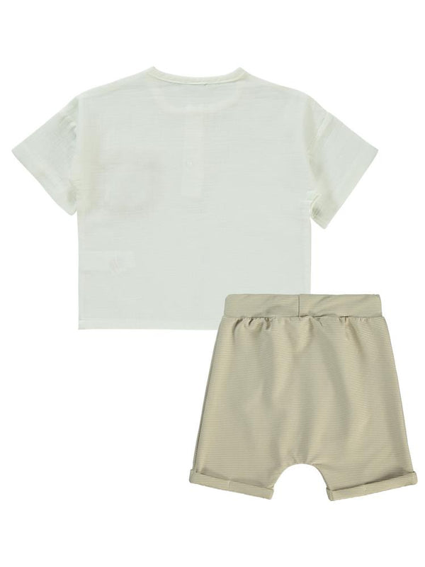 Civil Boys Cebi Hayvan Nakışlı Şortlu 2-5 Yaş Takım - Bej