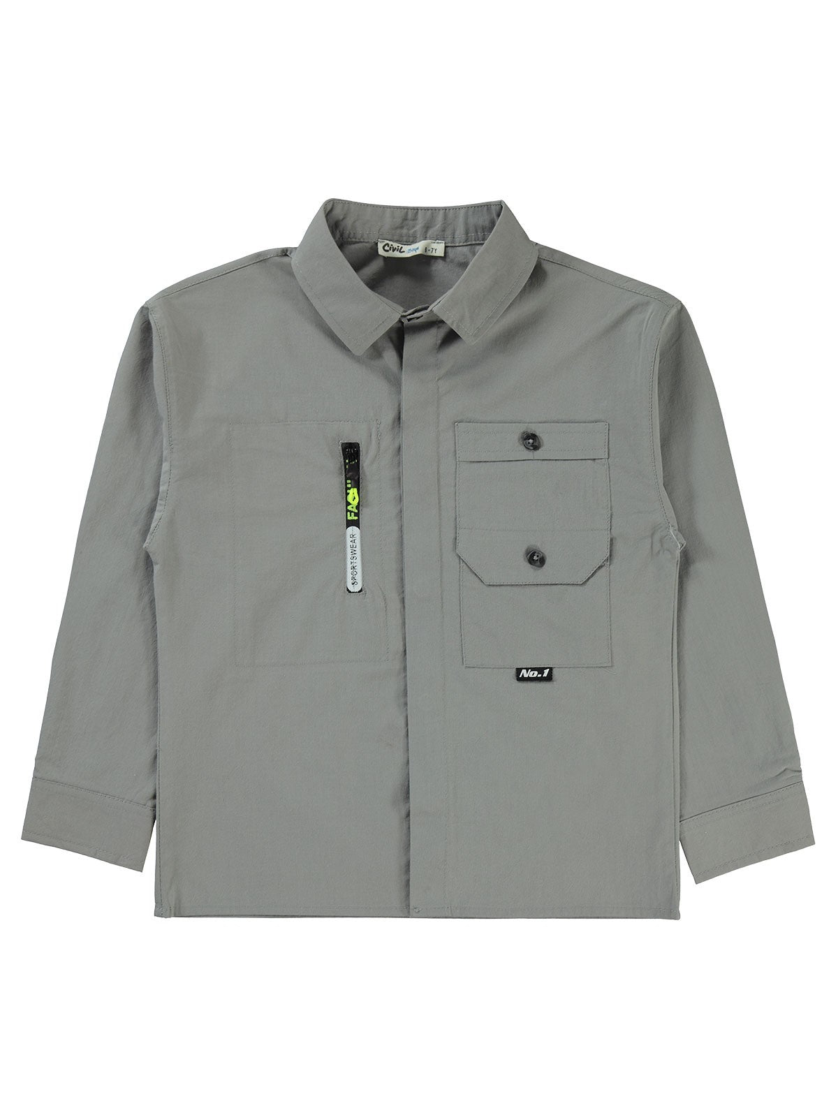 Civil Boys Kat kat cepli 6-9 Yaş Gömlek - Gri