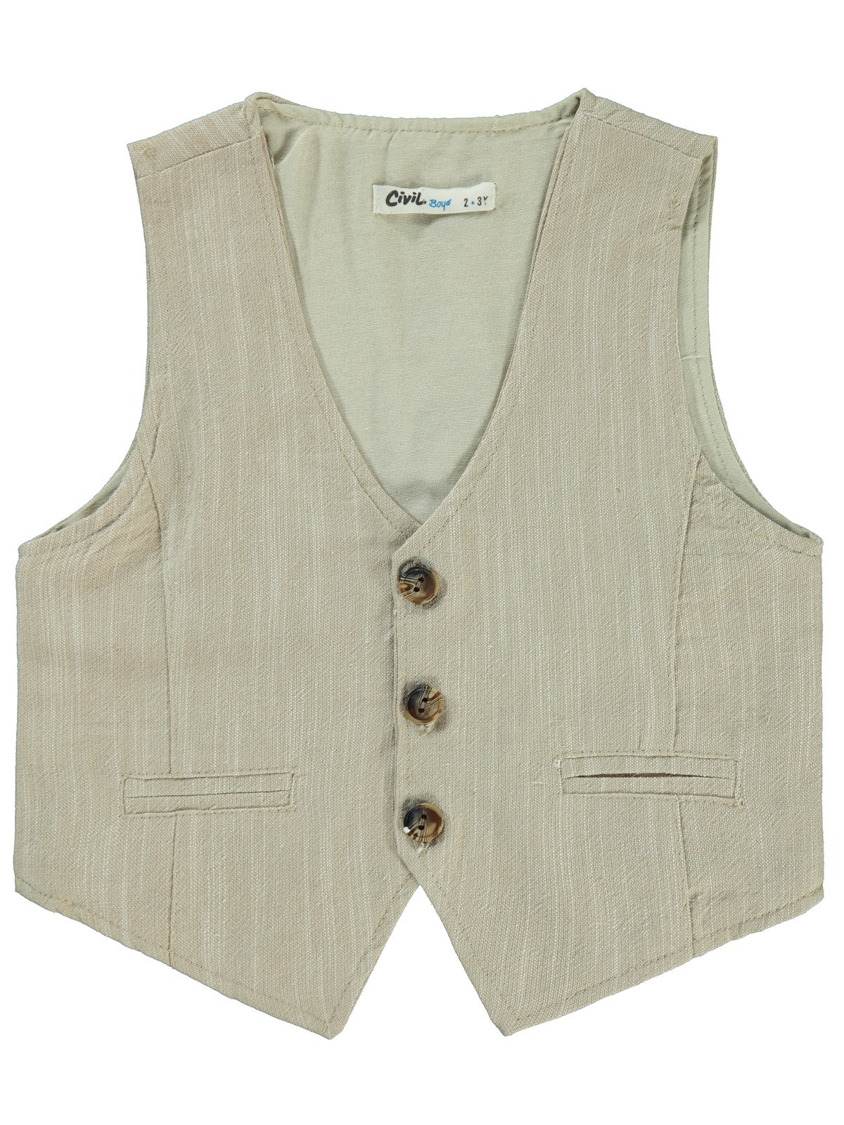 Civil Boys Papyonlu Yelekli 2-5 Yaş Gömlek - Bej
