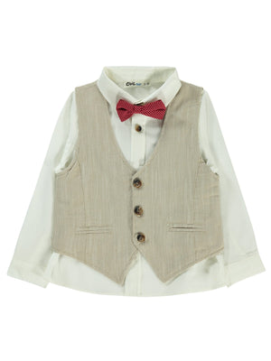 Civil Boys Papyonlu Yelekli 2-5 Yaş Gömlek - Bej