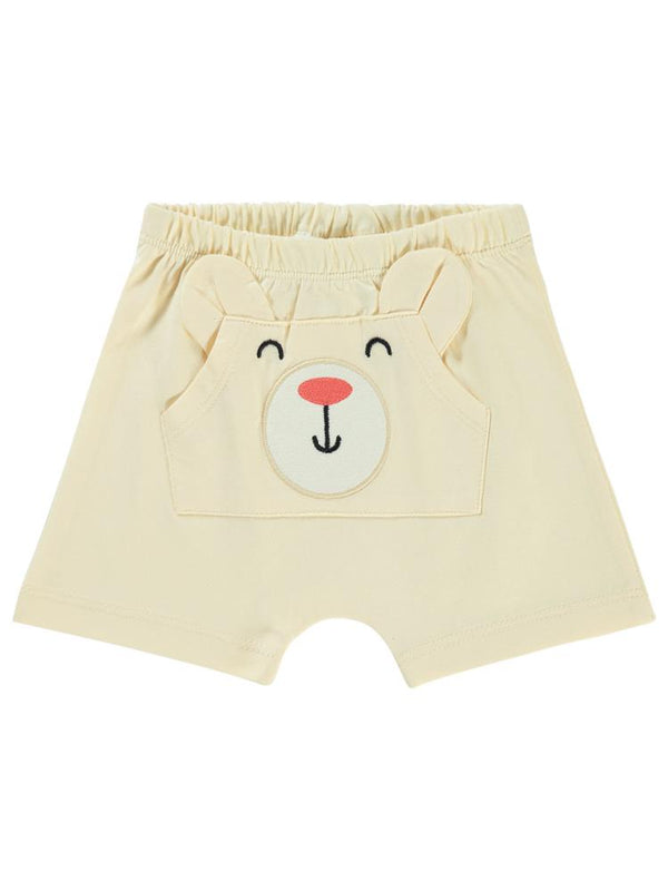 Civil Baby Ayı Surat Nakış Cepli 6-18 Ay Erkek Şort - Bej
